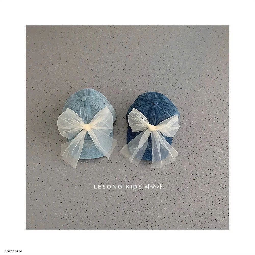 MŨ KẾTI JEANS NƠ CHO BG