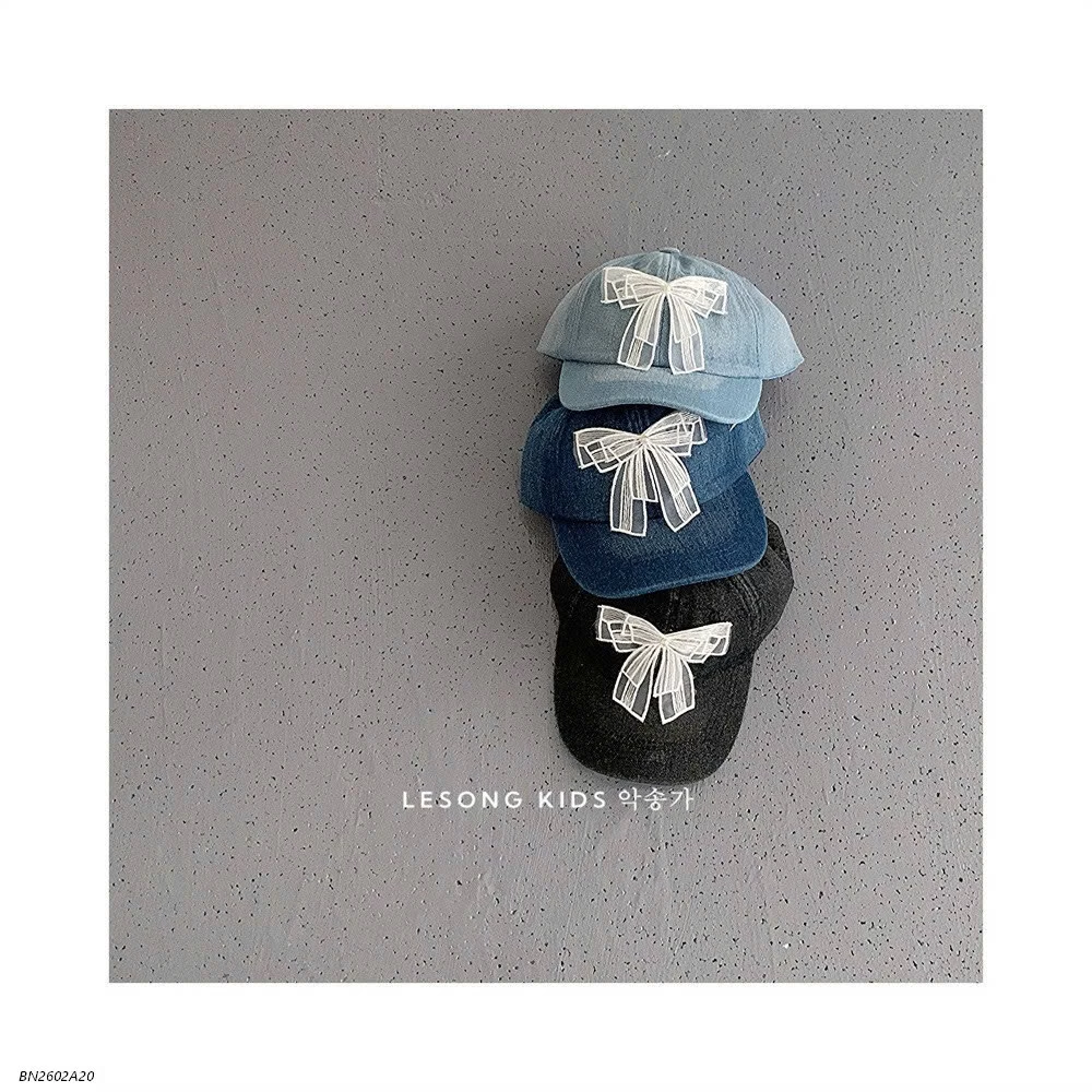 MŨ KẾTI JEANS NƠ CHO BG