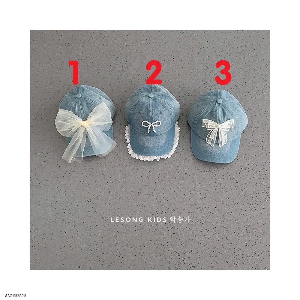 MŨ KẾTI JEANS NƠ CHO BG