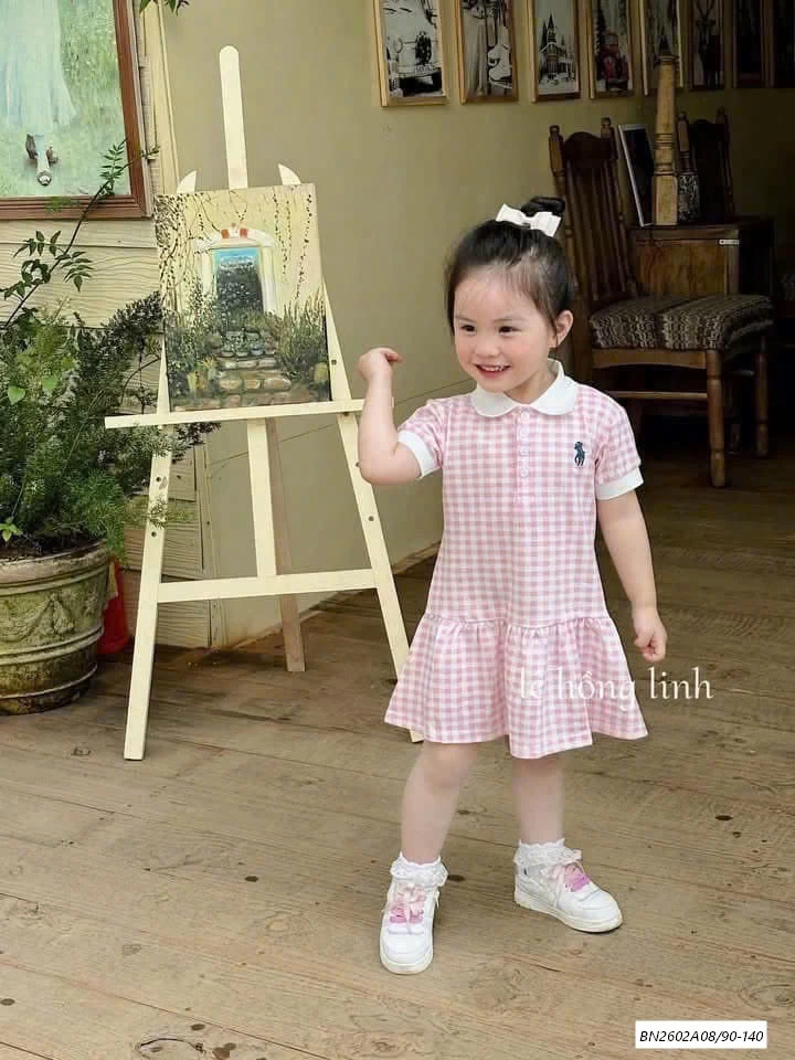 ĐẦM POLO CARO HỒNG