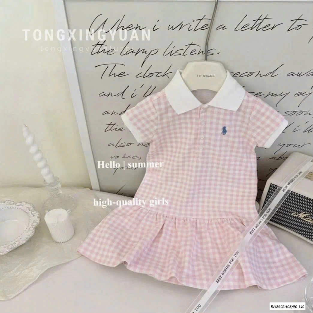 ĐẦM POLO CARO HỒNG