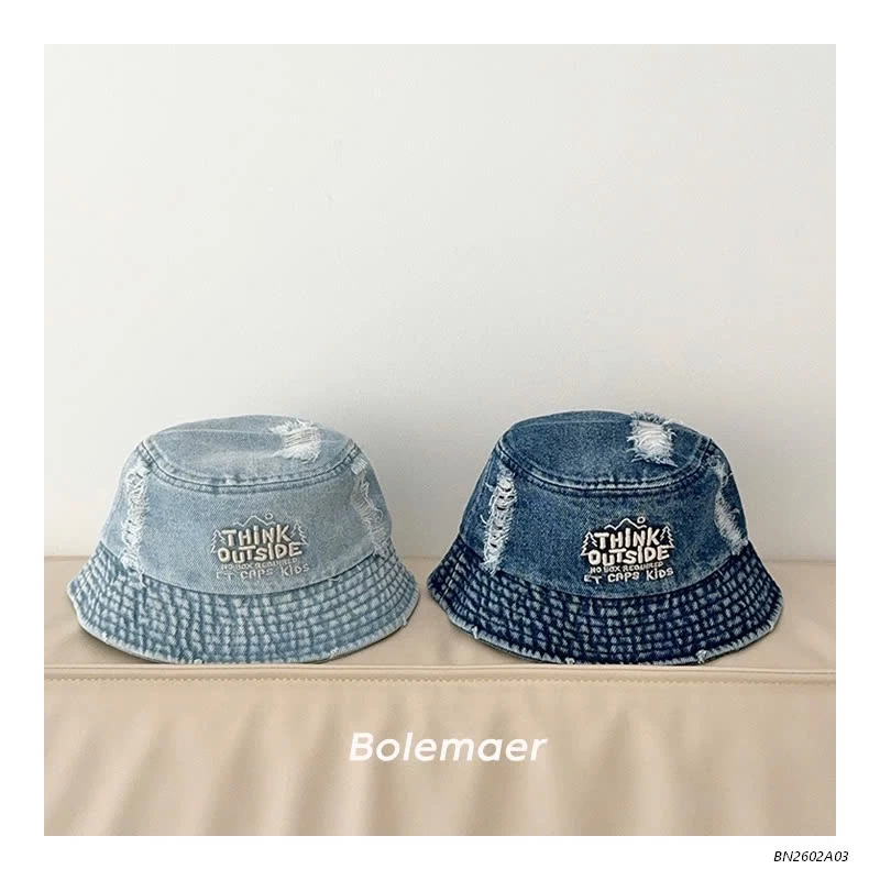 BUCKET JEANS THÊU,
