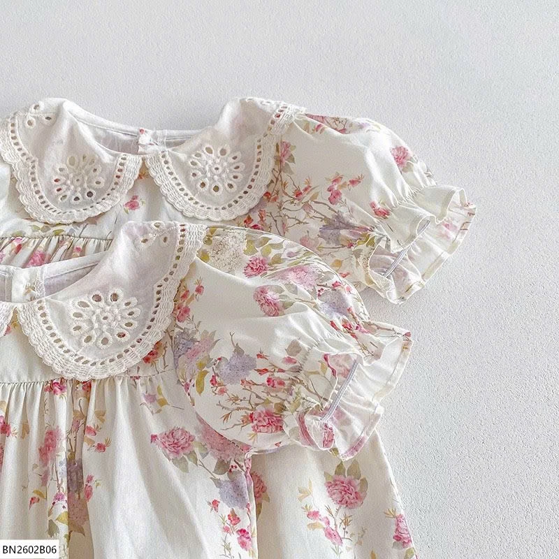 VÁY- BODY CỔ ĐIỆU KÈM BỜM CHO BÉ