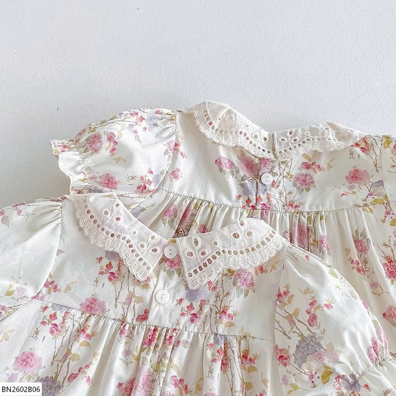 VÁY- BODY CỔ ĐIỆU KÈM BỜM CHO BÉ