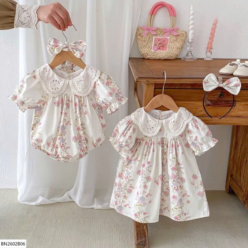 VÁY- BODY CỔ ĐIỆU KÈM BỜM CHO BÉ