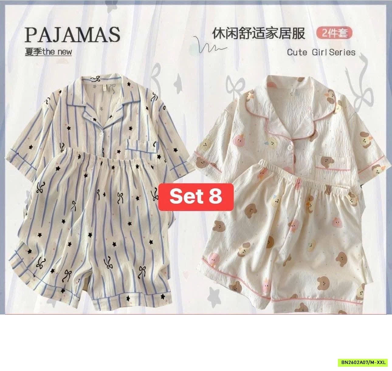 SÉT 2 BỘ PIZAMA CỘC TAY hết sale