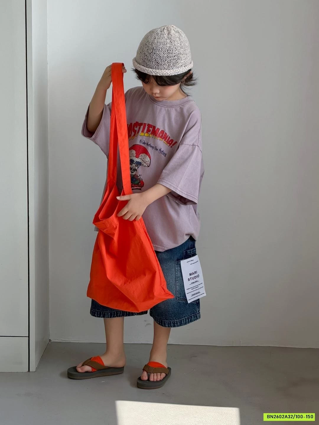 ÁO THUN TÍM MIX SHORT JEANS MÁC TÚI