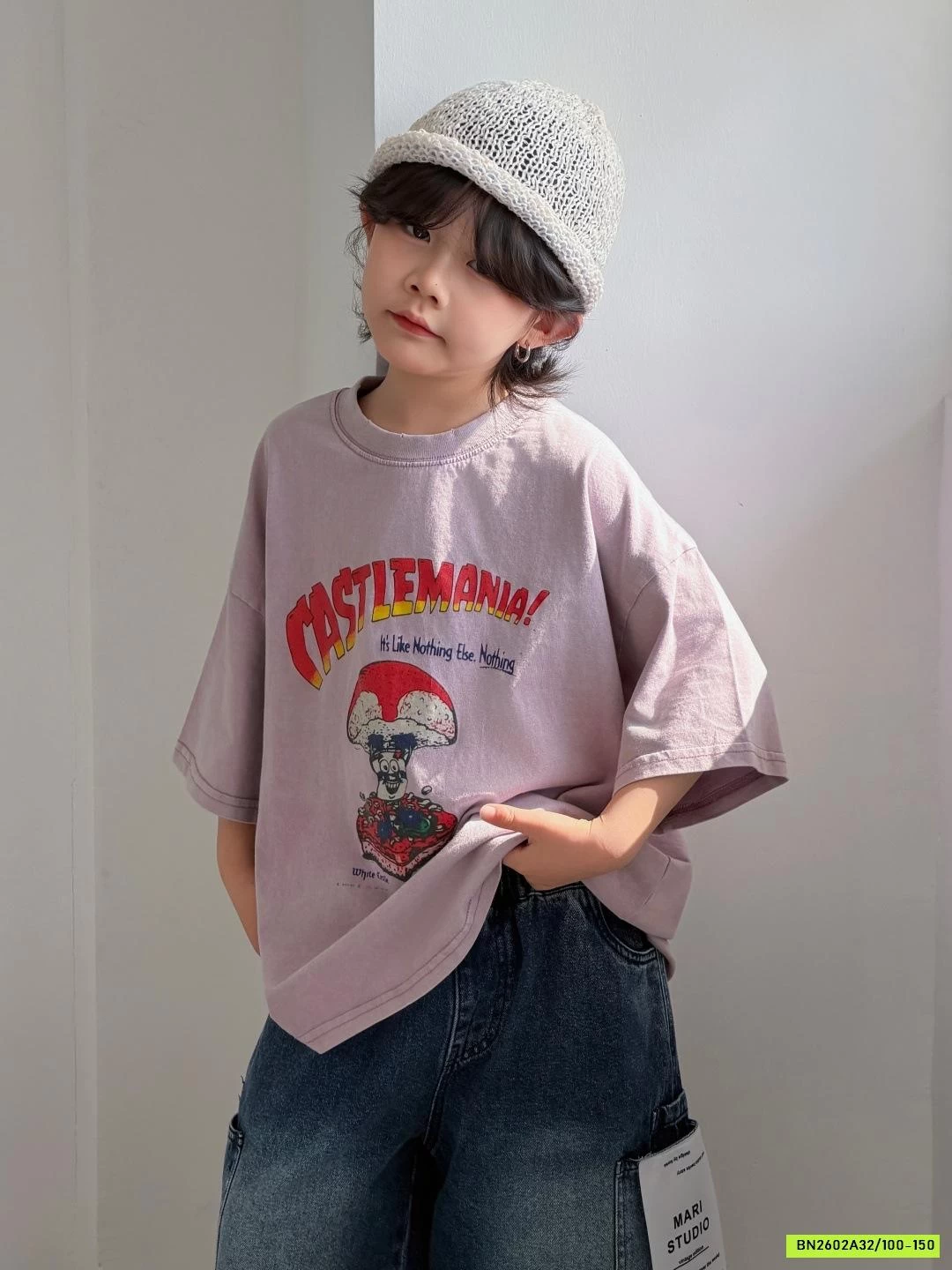 ÁO THUN TÍM MIX SHORT JEANS MÁC TÚI