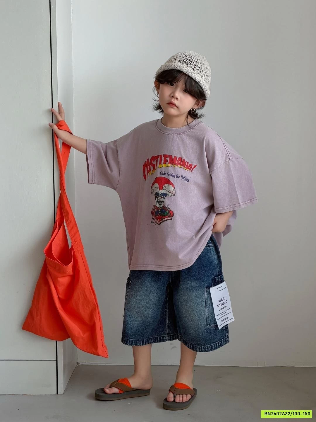 ÁO THUN TÍM MIX SHORT JEANS MÁC TÚI