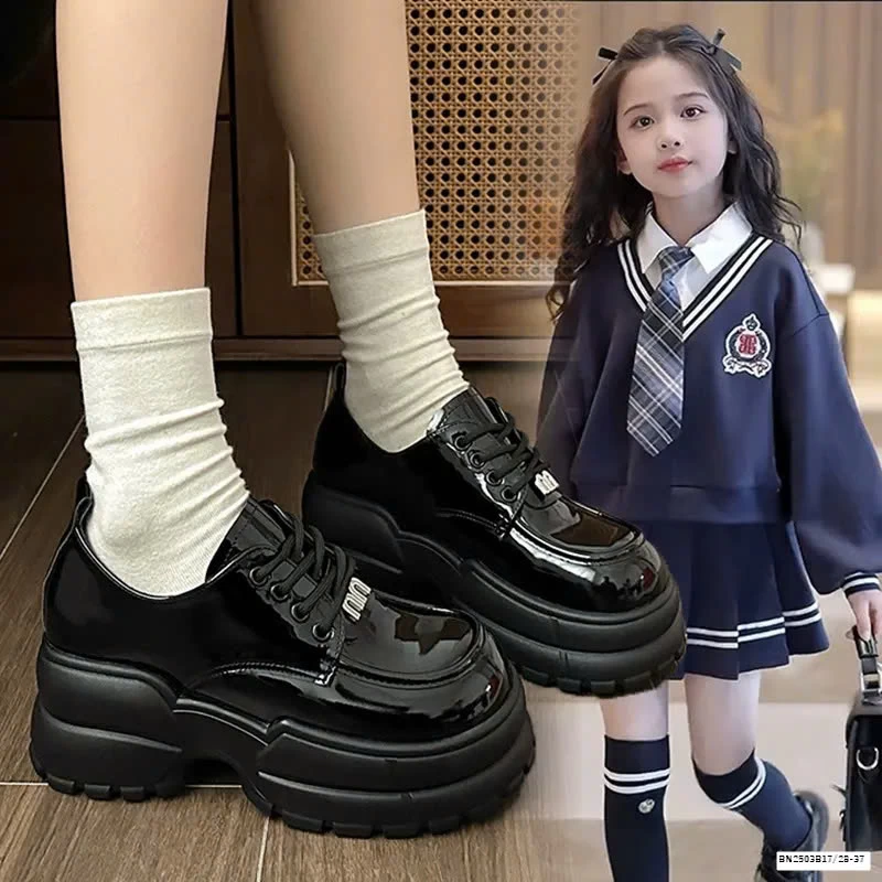 GIÀY MARY JANE DA BÓNG ĐẾ CAO CHO BÉ GÁI