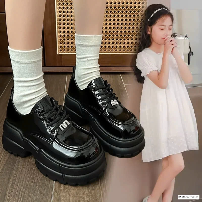 GIÀY MARY JANE DA BÓNG ĐẾ CAO CHO BÉ GÁI