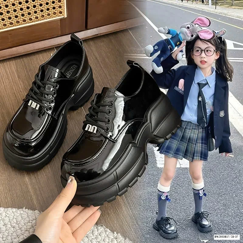 GIÀY MARY JANE DA BÓNG ĐẾ CAO CHO BÉ GÁI