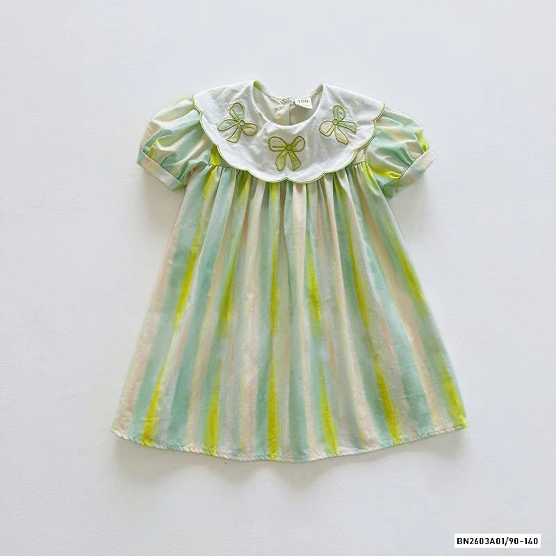 ĐẦM SỌC SẮC MÀU TAY BỒNG