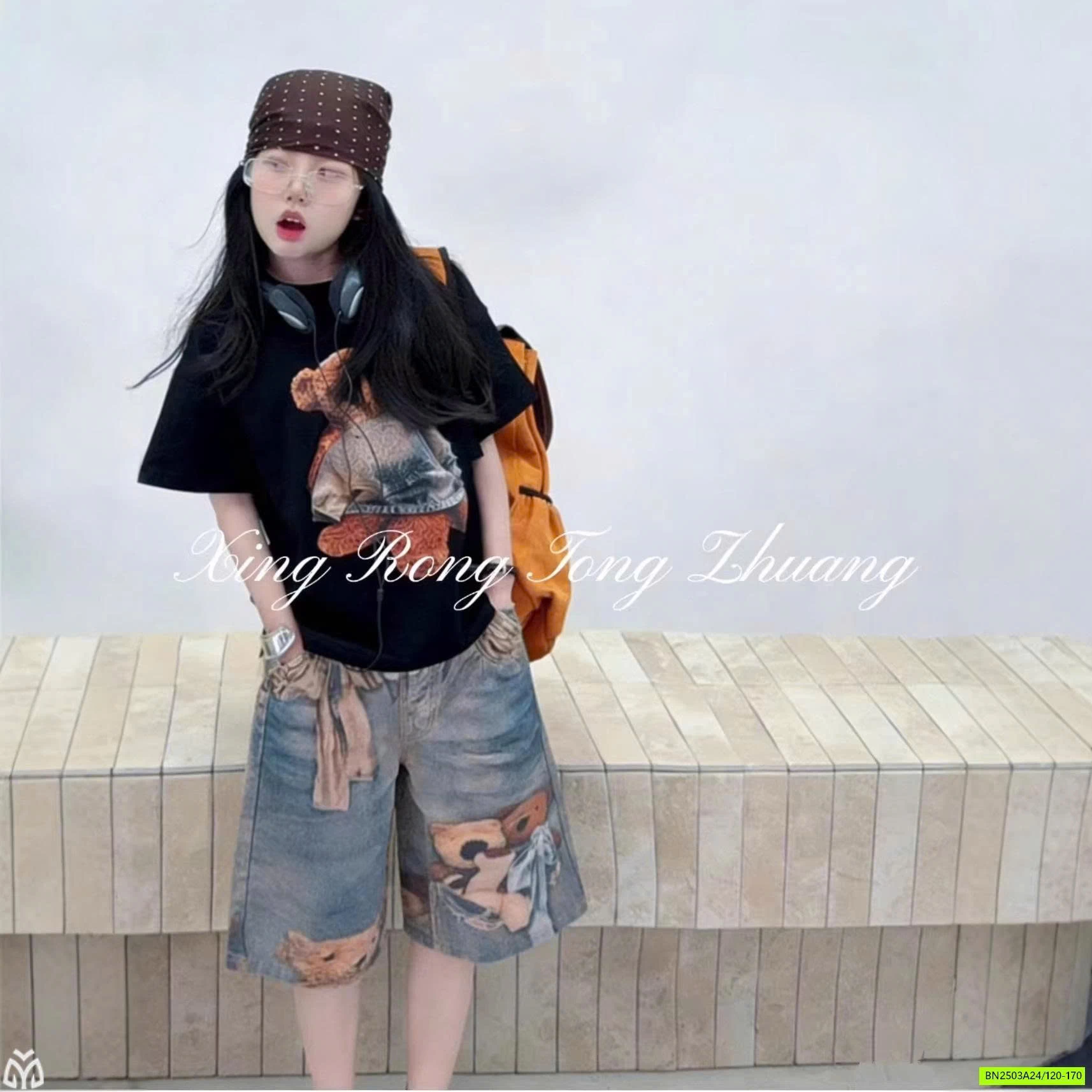 SÉT ÁO THUN MIX JEANS LỠ IN GẤU