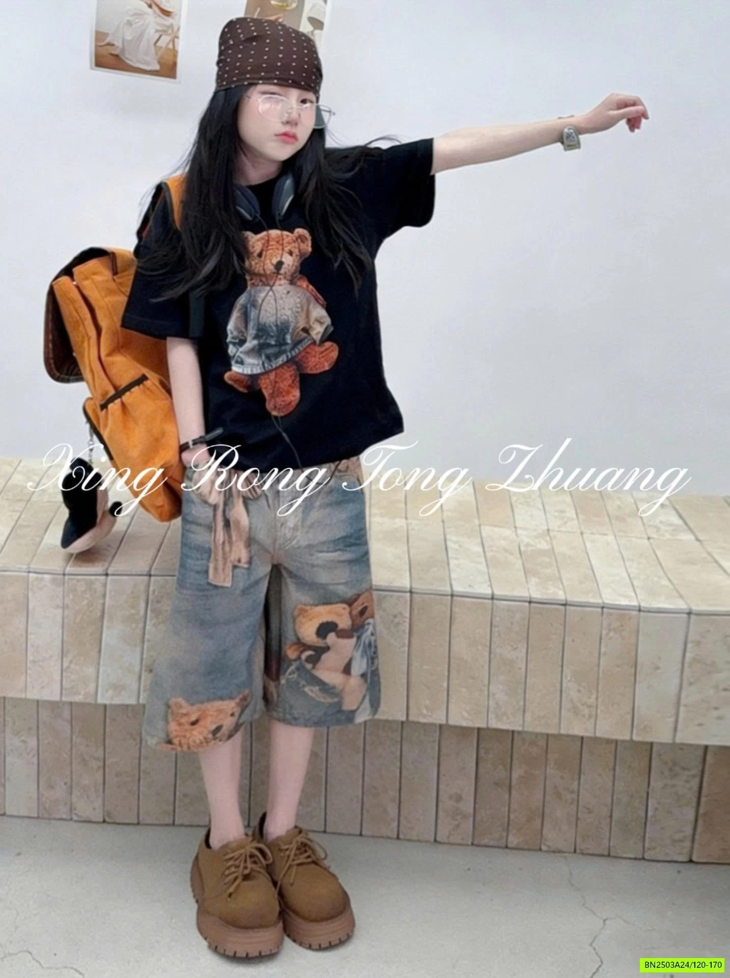 SÉT ÁO THUN MIX JEANS LỠ IN GẤU