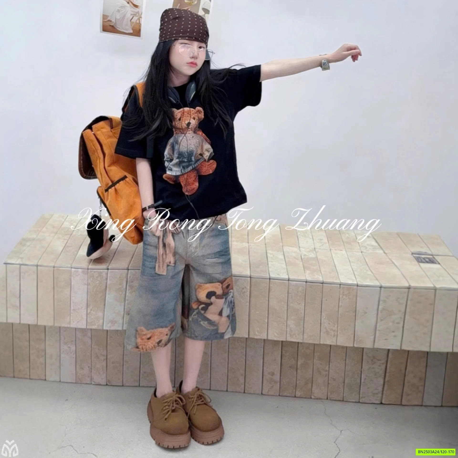 SÉT ÁO THUN MIX JEANS LỠ IN GẤU