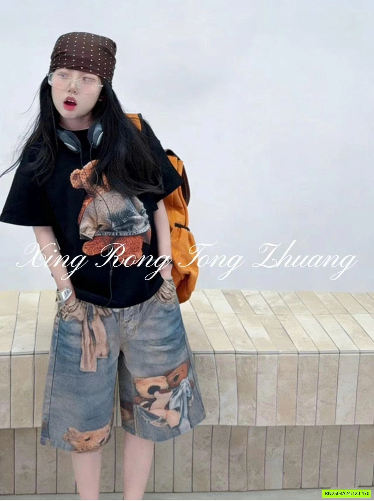 SÉT ÁO THUN MIX JEANS LỠ IN GẤU