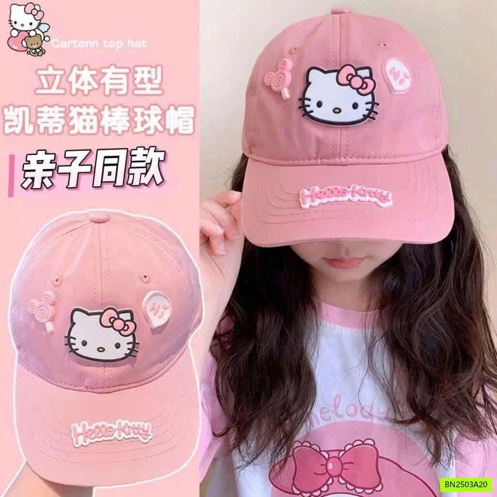 MŨ LƯỠI CHAI GẮN STICKER KITTY
