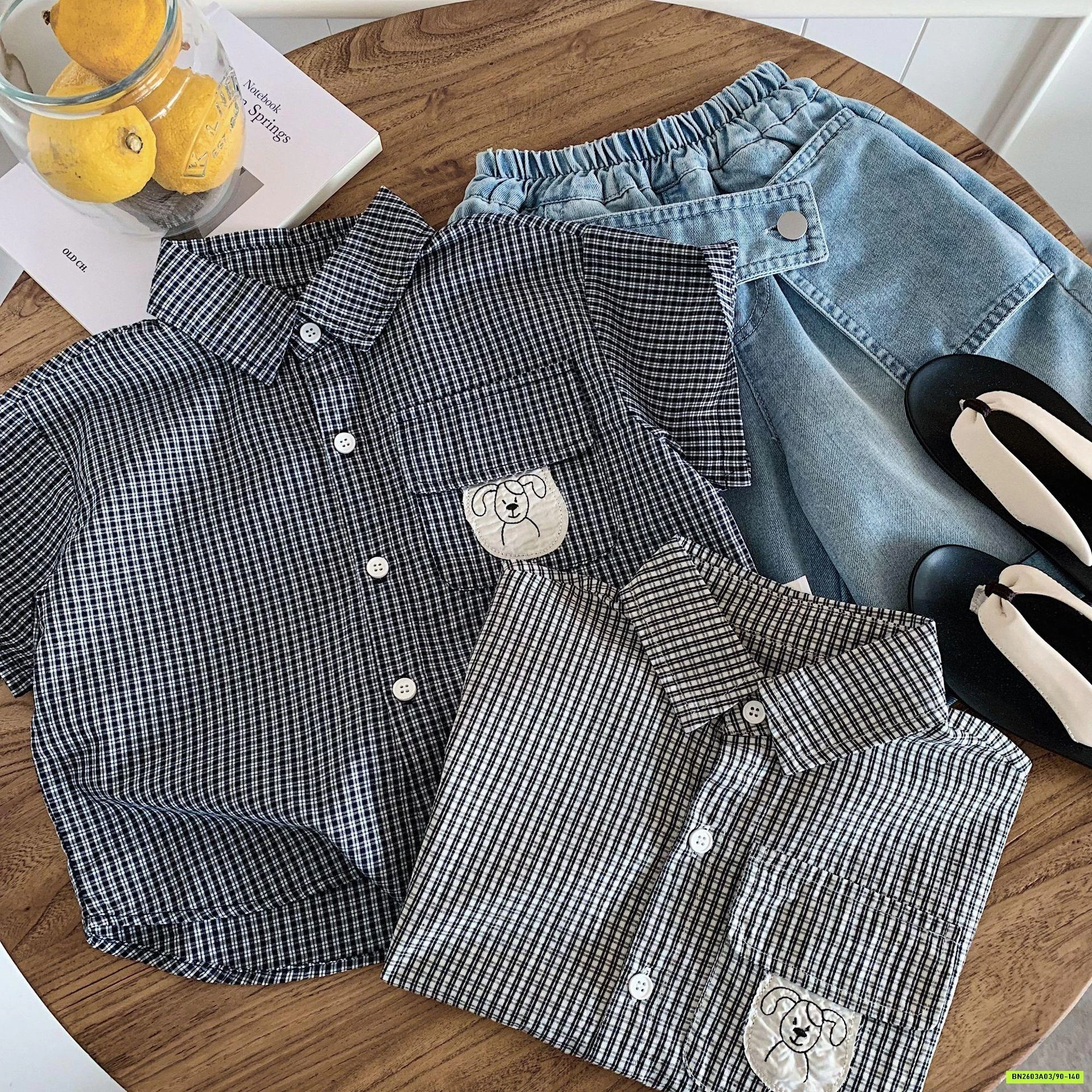 SƠ MI CỘC TAY CARO GẤU