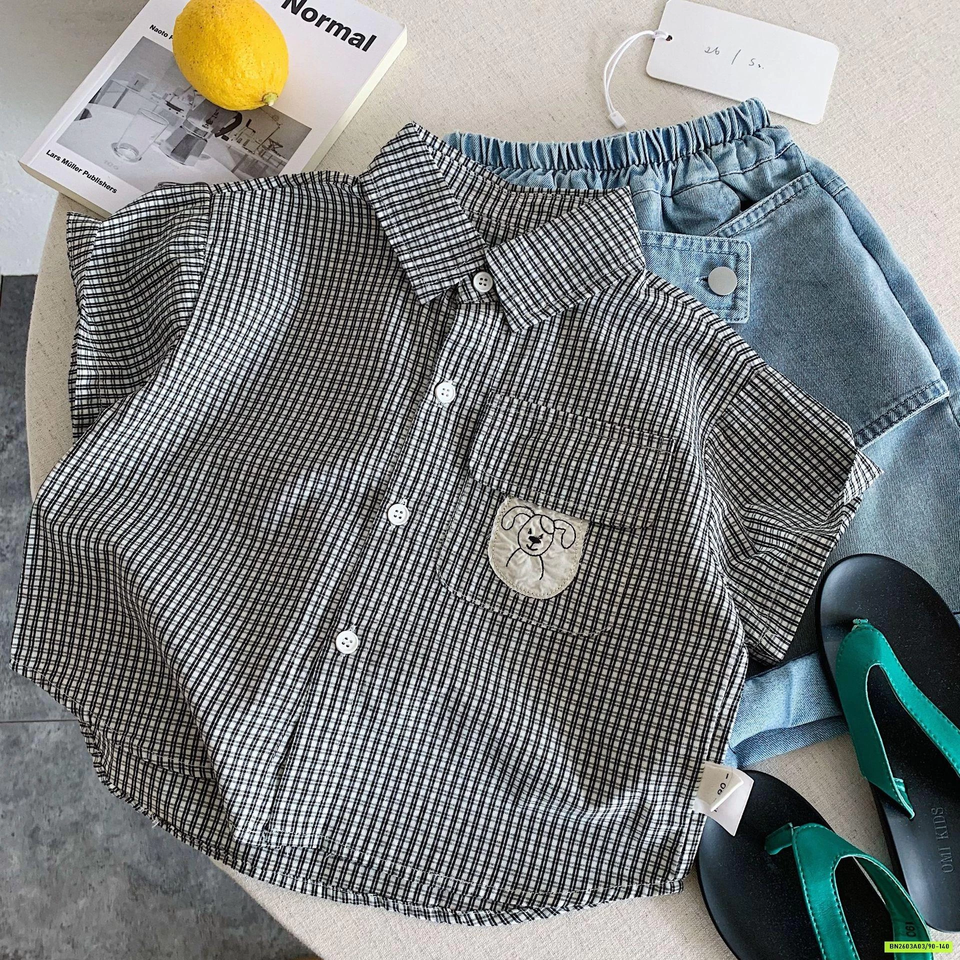 SƠ MI CỘC TAY CARO GẤU