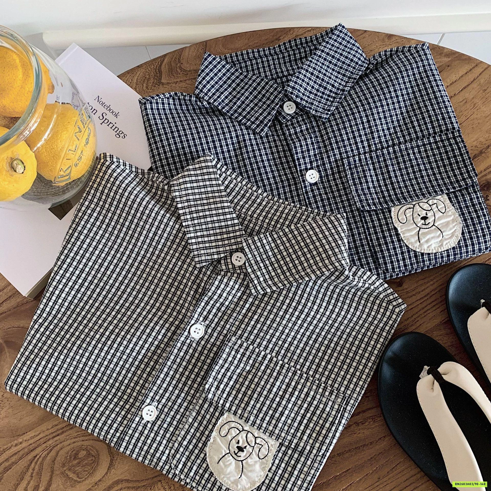 SƠ MI CỘC TAY CARO GẤU