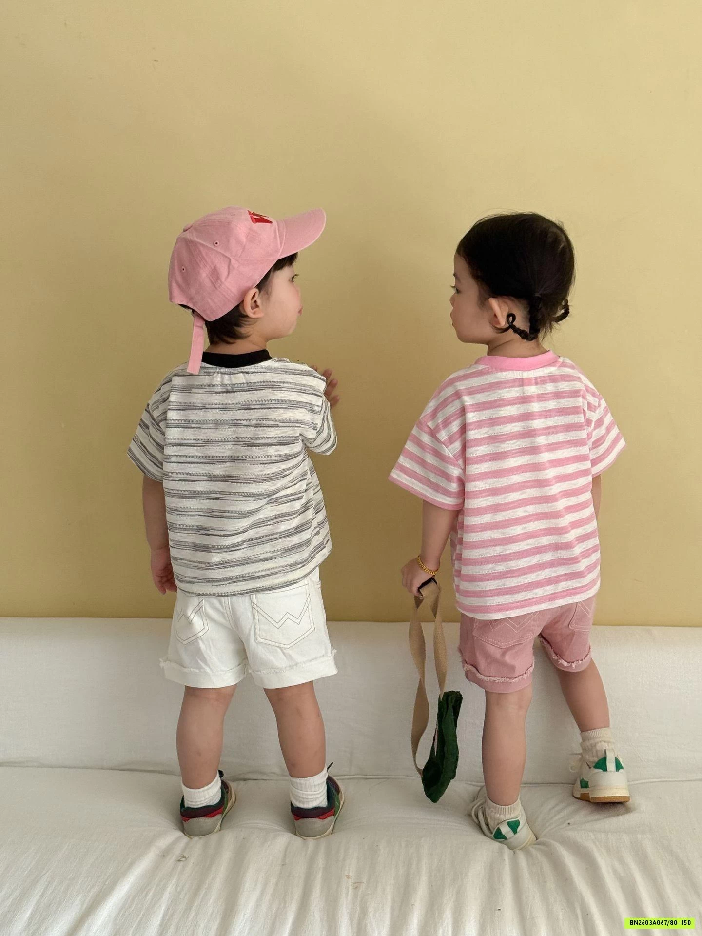 ÁO KẺ KUTE MIX SHORT GẤP GẤU