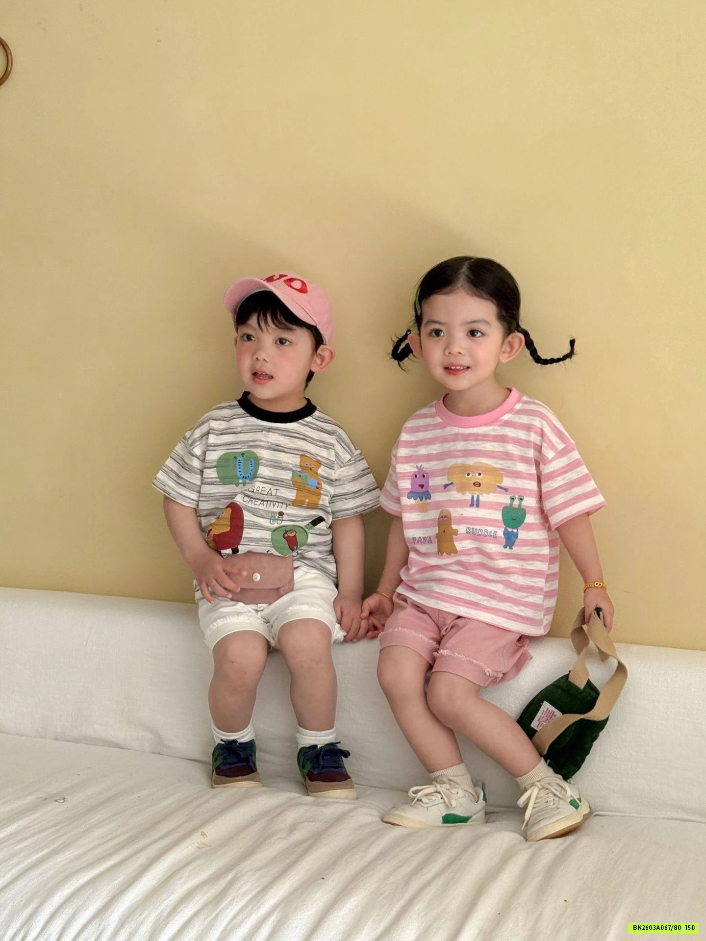 ÁO KẺ KUTE MIX SHORT GẤP GẤU