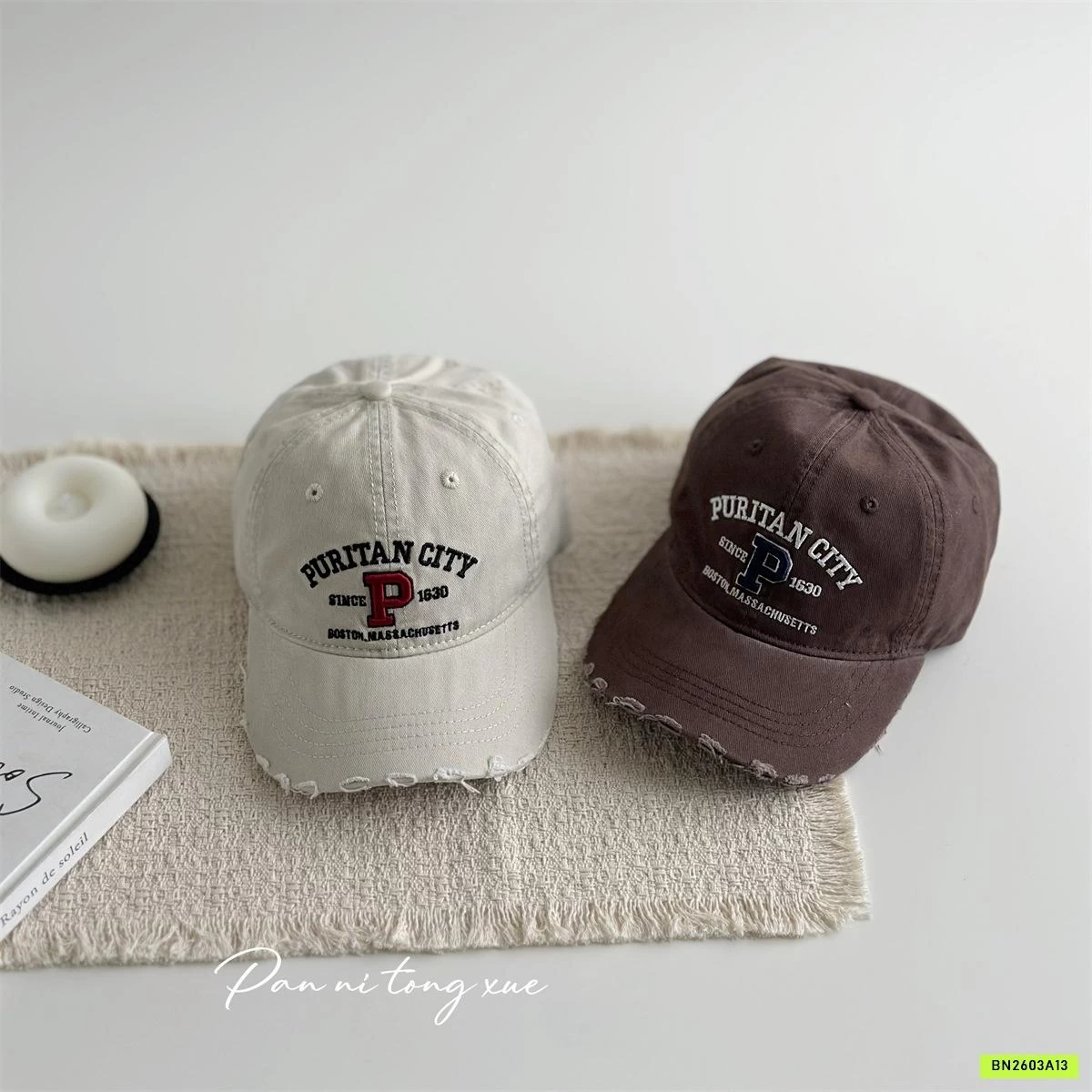 MŨ KẾT THÊU CHỮ RÁCH CÁ TÍNH