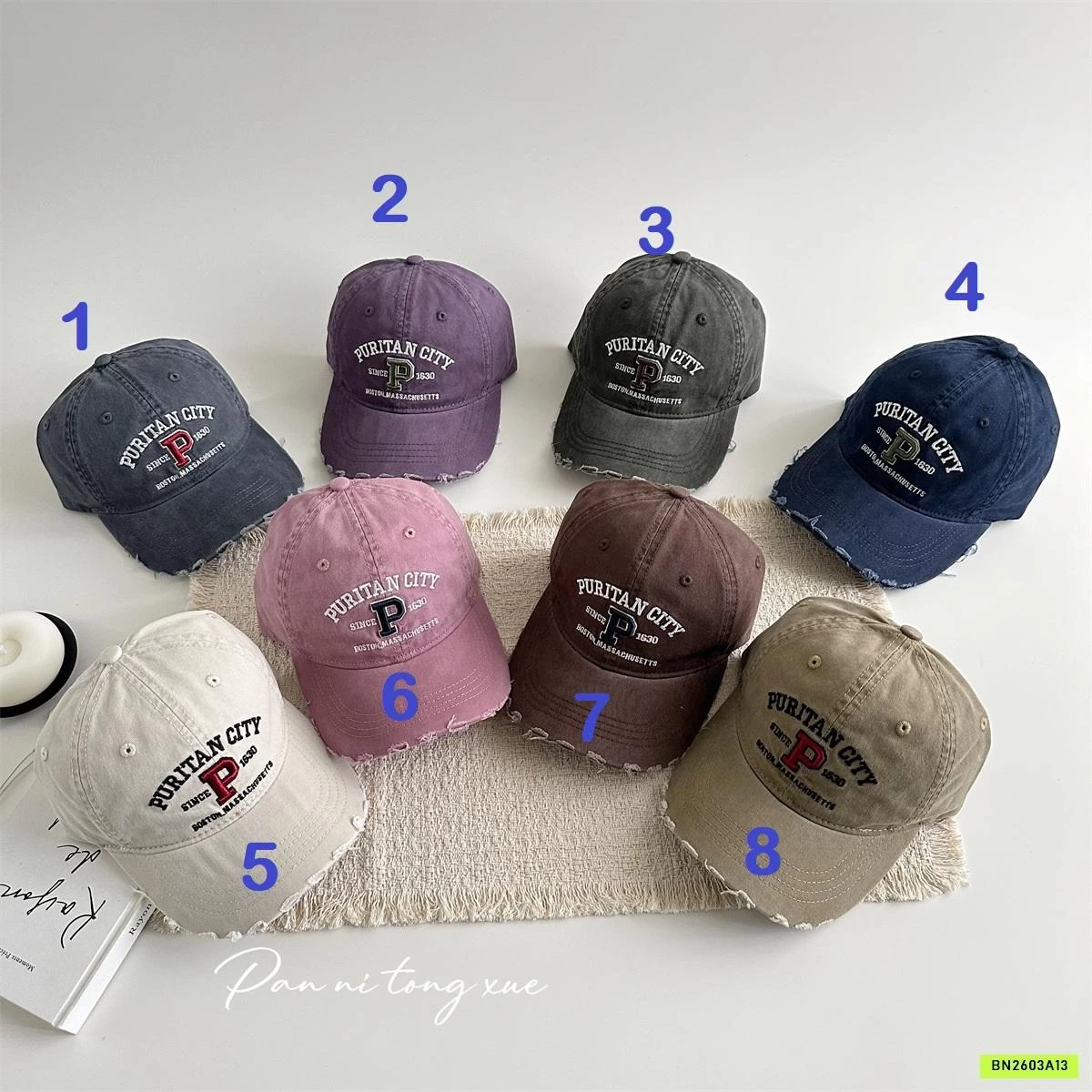 MŨ KẾT THÊU CHỮ RÁCH CÁ TÍNH