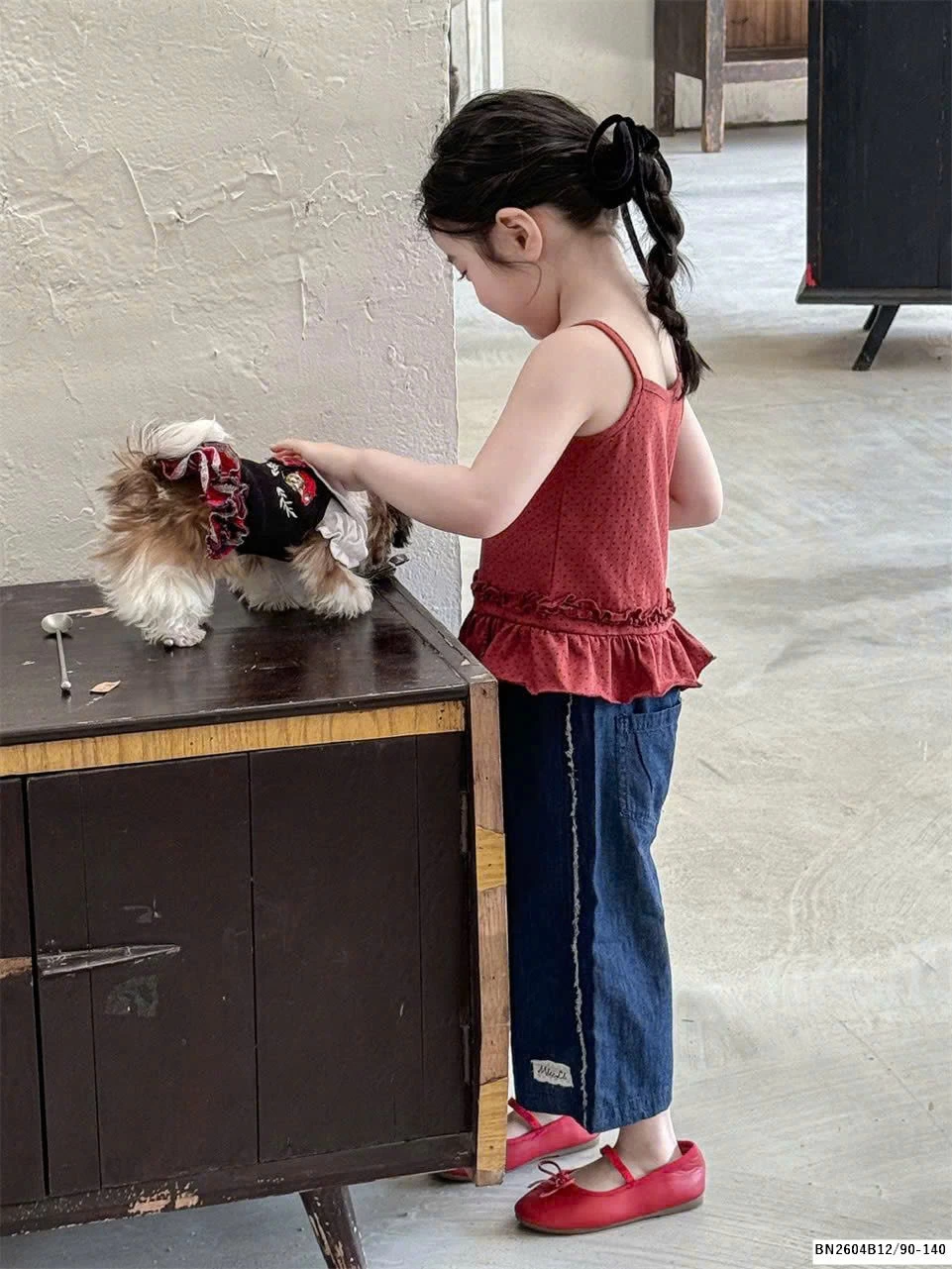 SÉT ÁO 2 DÂY ĐỎ MIX JEAN SUÔNG