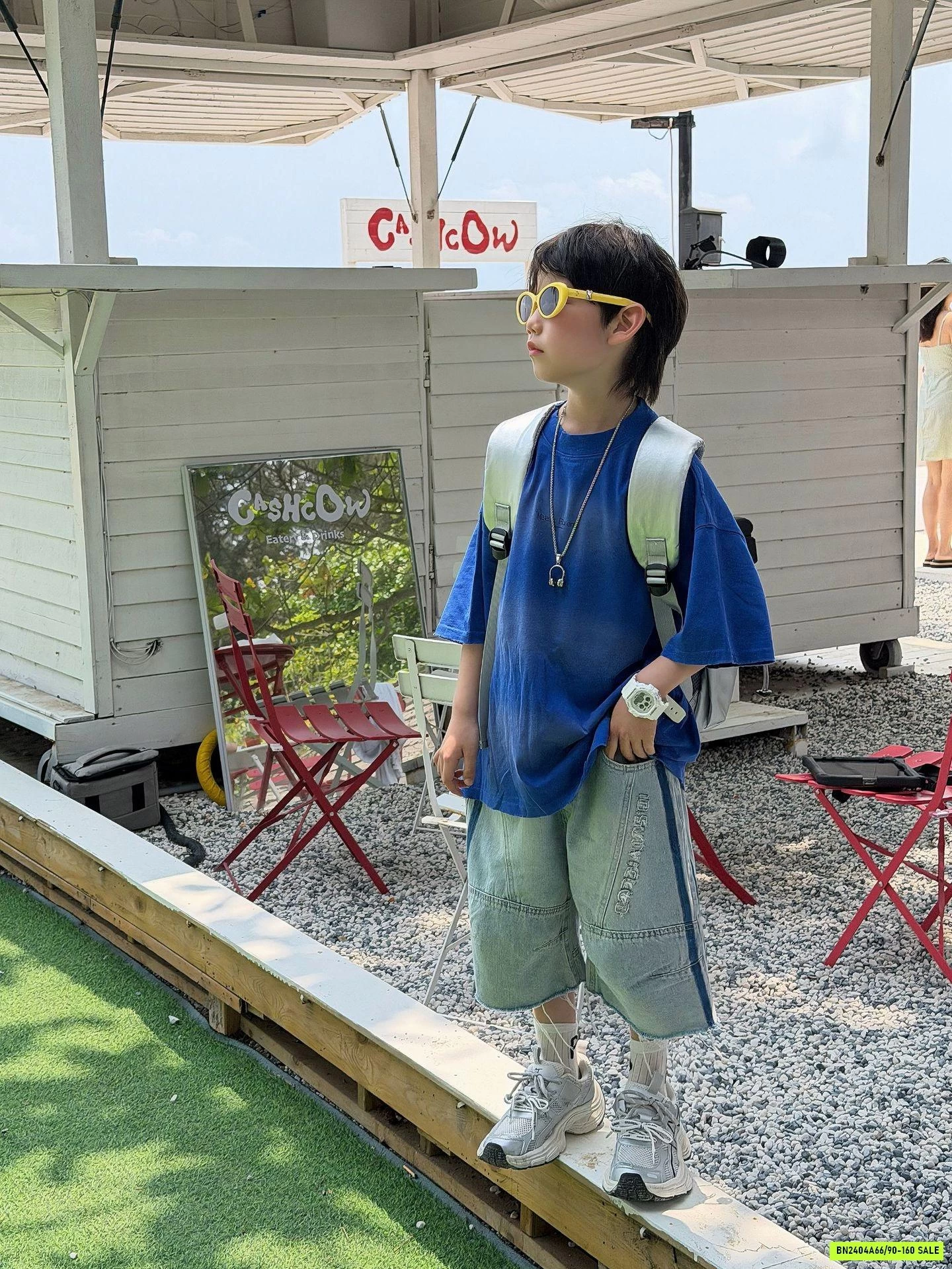 SHORT JEANS TUA GẤU SỌC BÊN FANSHU