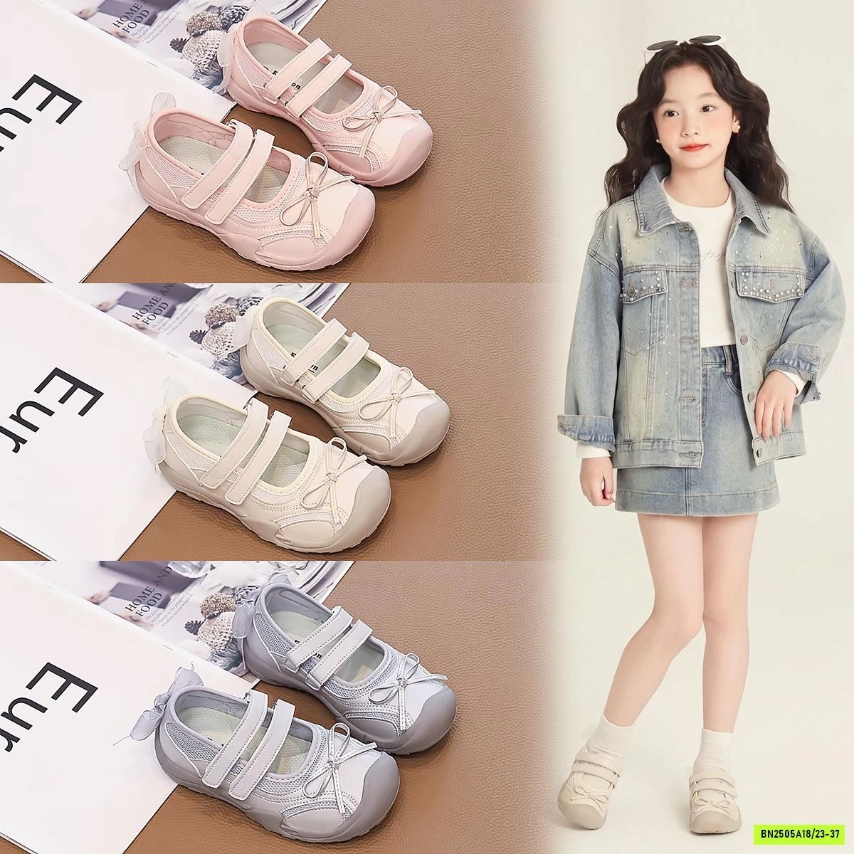 GIÀY LƯỚI QUAI DÁN NƠ