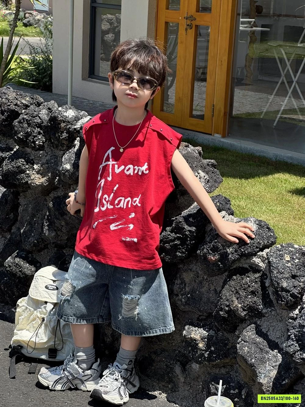 TANKTOP ĐỎ MIX SHORT JEANS RÁCH AFTE