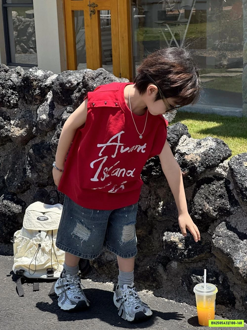 TANKTOP ĐỎ MIX SHORT JEANS RÁCH AFTE