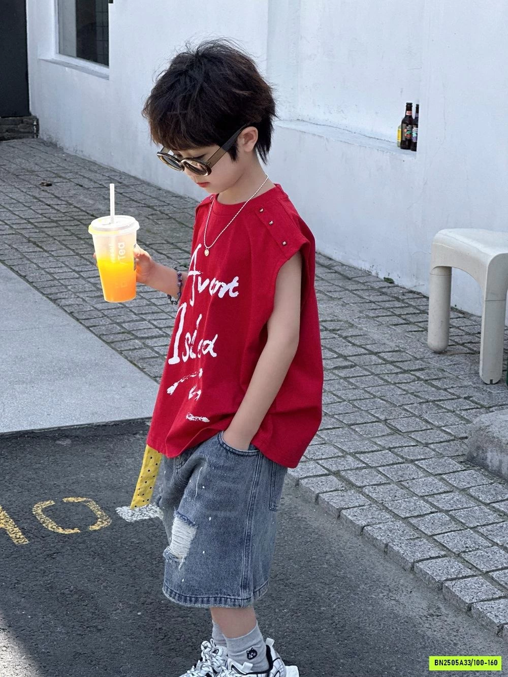 TANKTOP ĐỎ MIX SHORT JEANS RÁCH AFTE