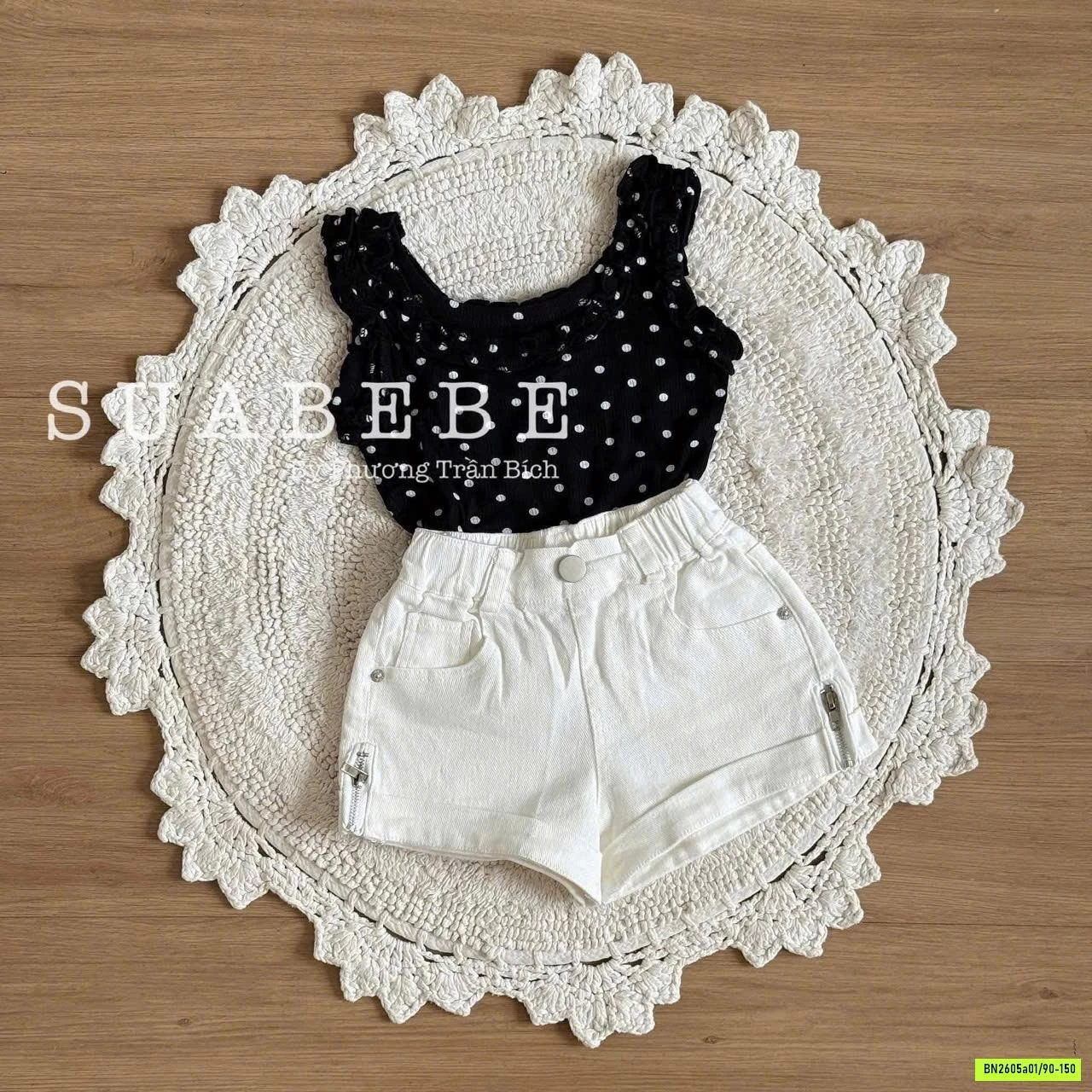 ÁO 2 DÂY VIỀN BÈO MIX SHORT T&QKIDS
