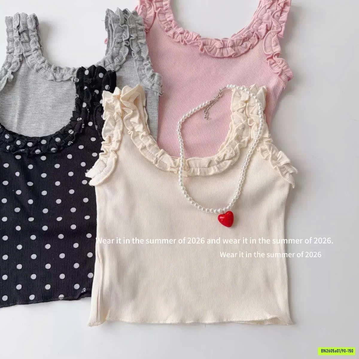 ÁO 2 DÂY VIỀN BÈO MIX SHORT T&QKIDS