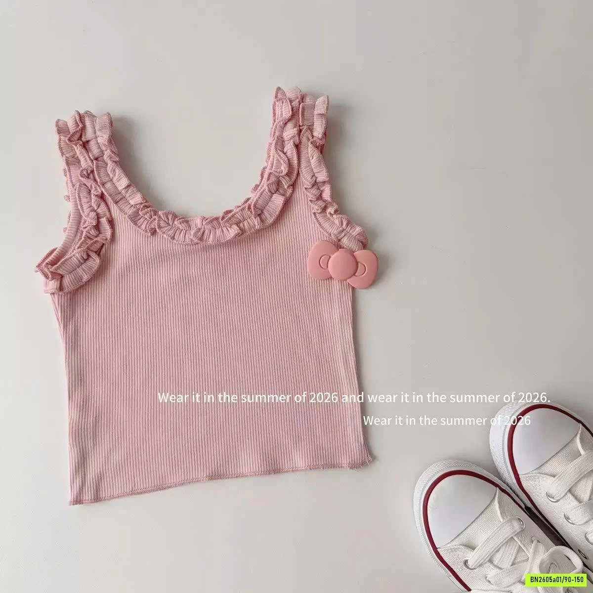 ÁO 2 DÂY VIỀN BÈO MIX SHORT T&QKIDS