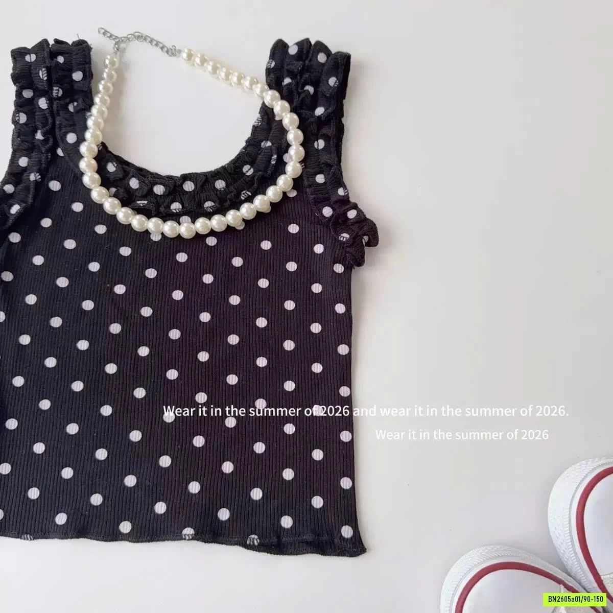 ÁO 2 DÂY VIỀN BÈO MIX SHORT T&QKIDS