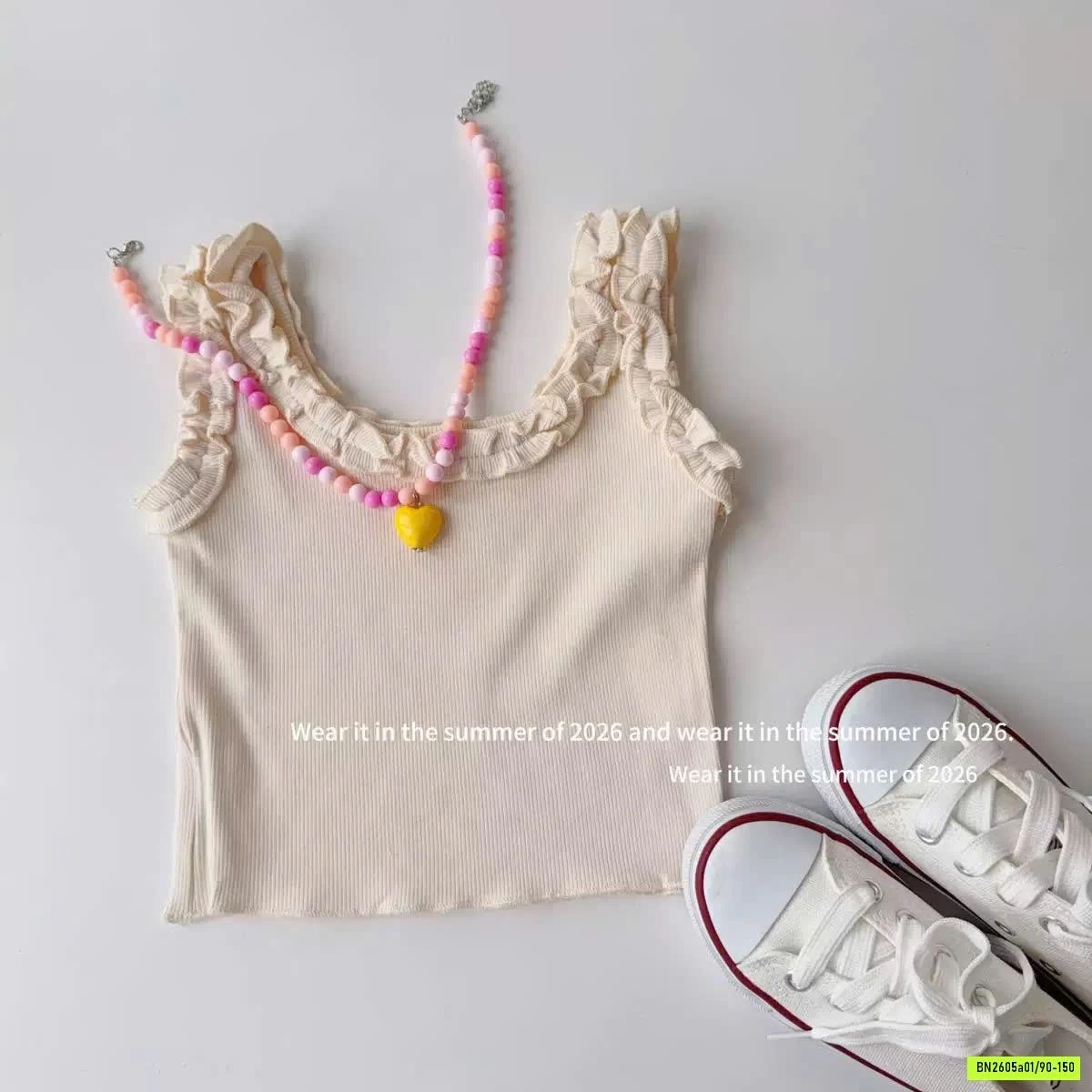 ÁO 2 DÂY VIỀN BÈO MIX SHORT T&QKIDS