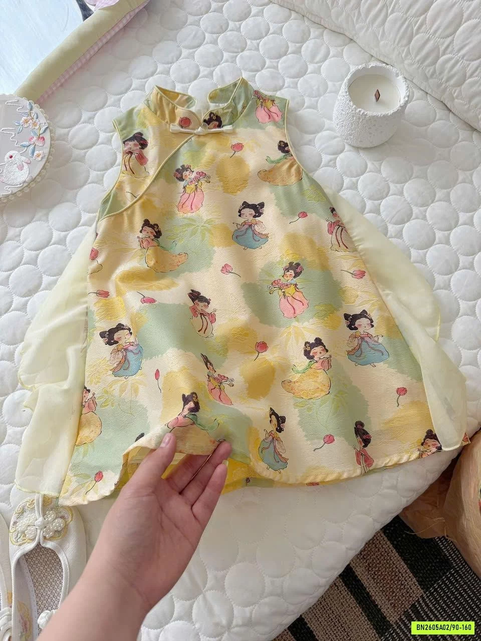 VÁY SƯỜN XÁM VÀNG BÉ GÁI