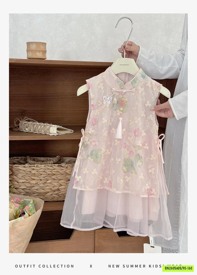 VÁY SƯỜN XÁM SÁT NÁCH THÊU CÁCH TÂN