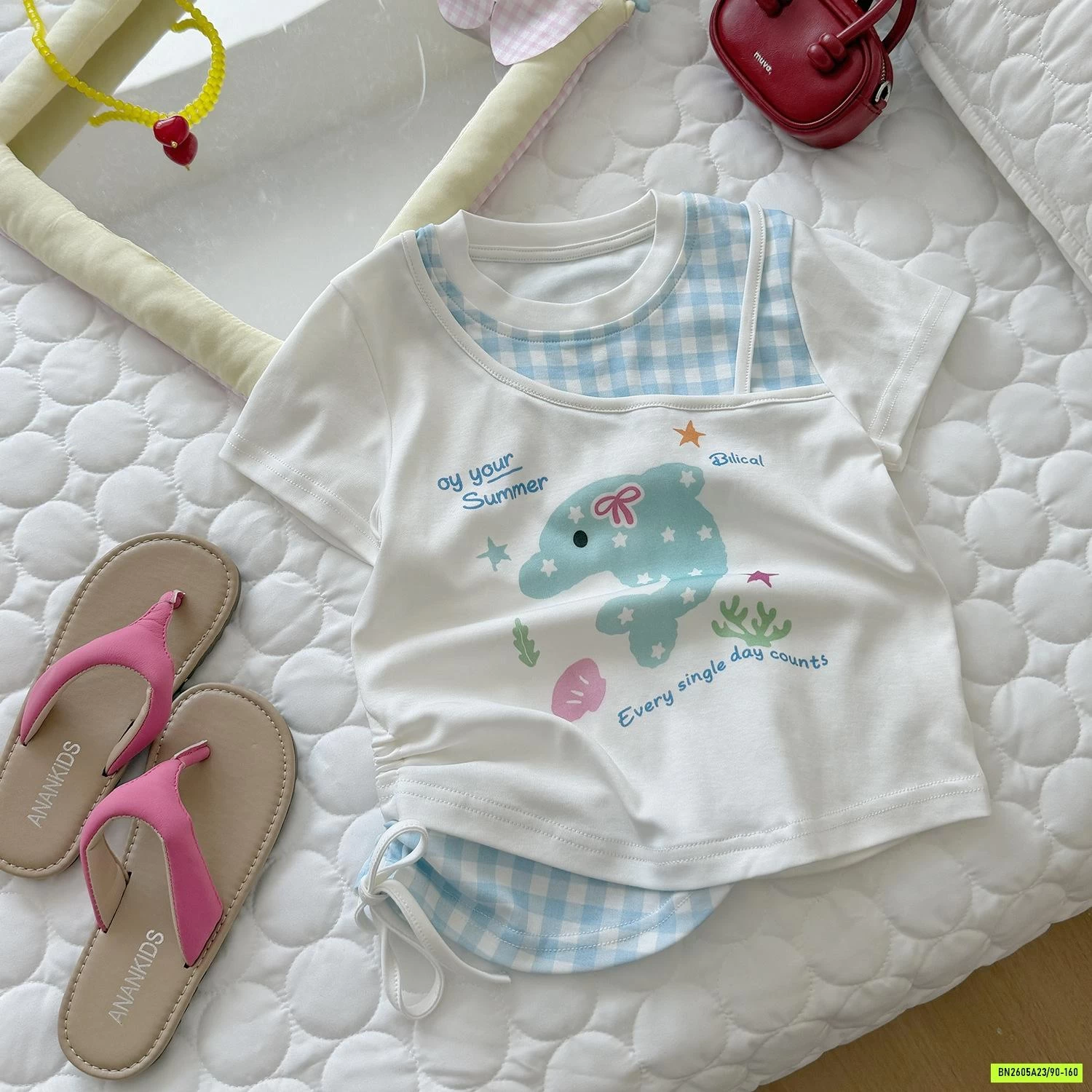 ÁO THUN RÚT EO GIẢ 2 LỚP CARO