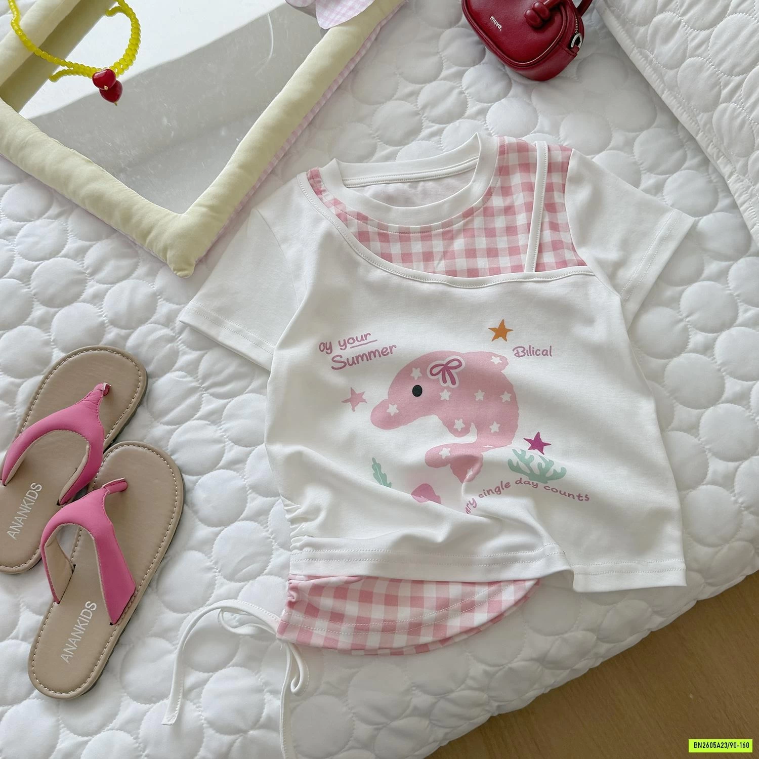 ÁO THUN RÚT EO GIẢ 2 LỚP CARO