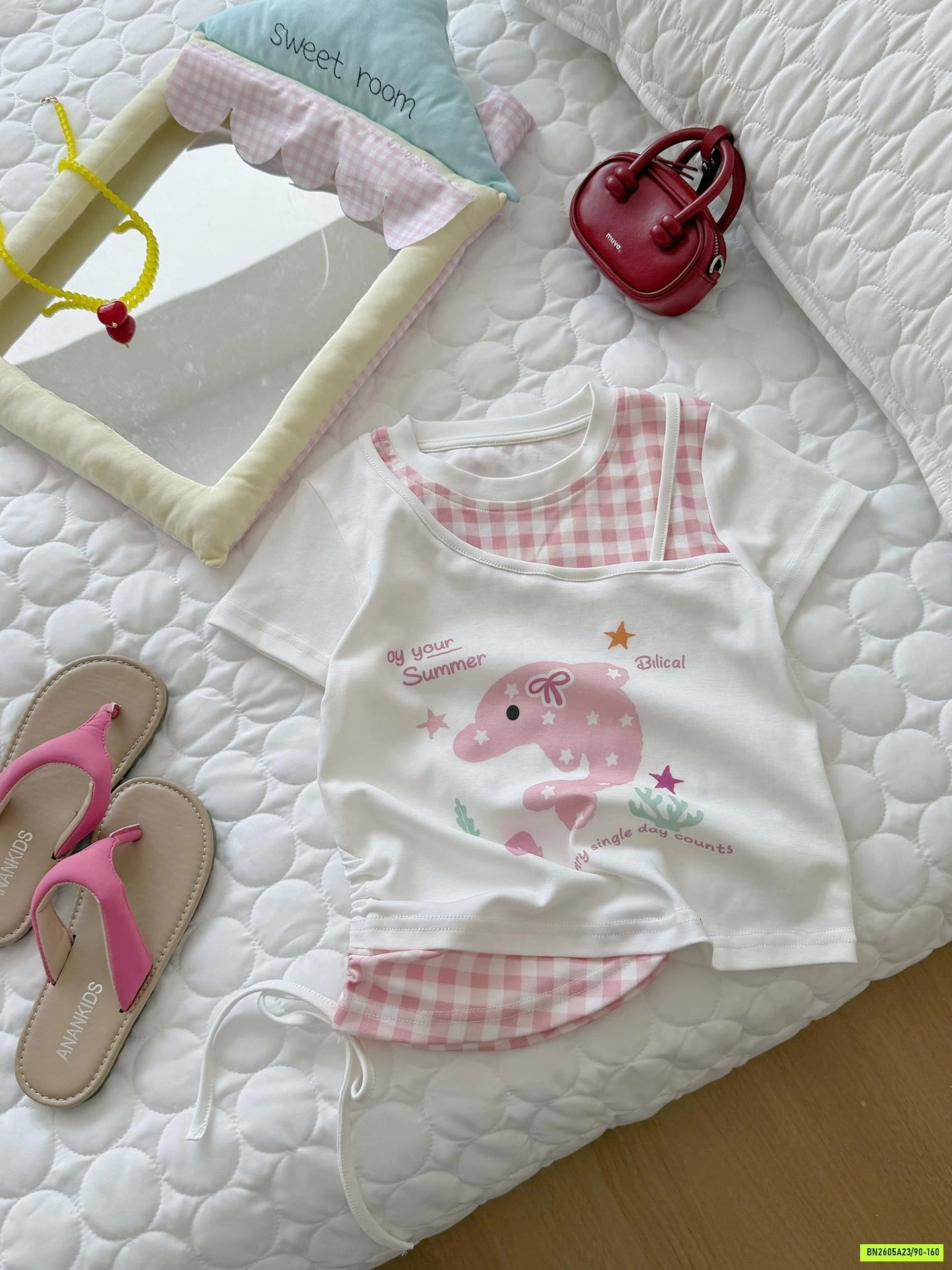 ÁO THUN RÚT EO GIẢ 2 LỚP CARO