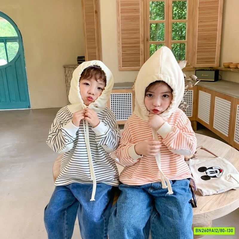 HOODIE KẺ PHỐI MÀU MŨ