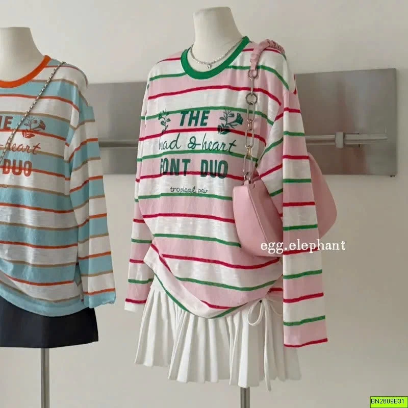 ÁO THUN SỌC OVERSIZE HÀN QUỐC