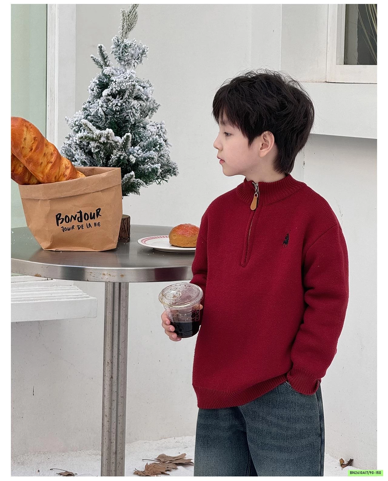 ÁO LEN KHÓA CỔ THÊU LOGO AOAOKIDS