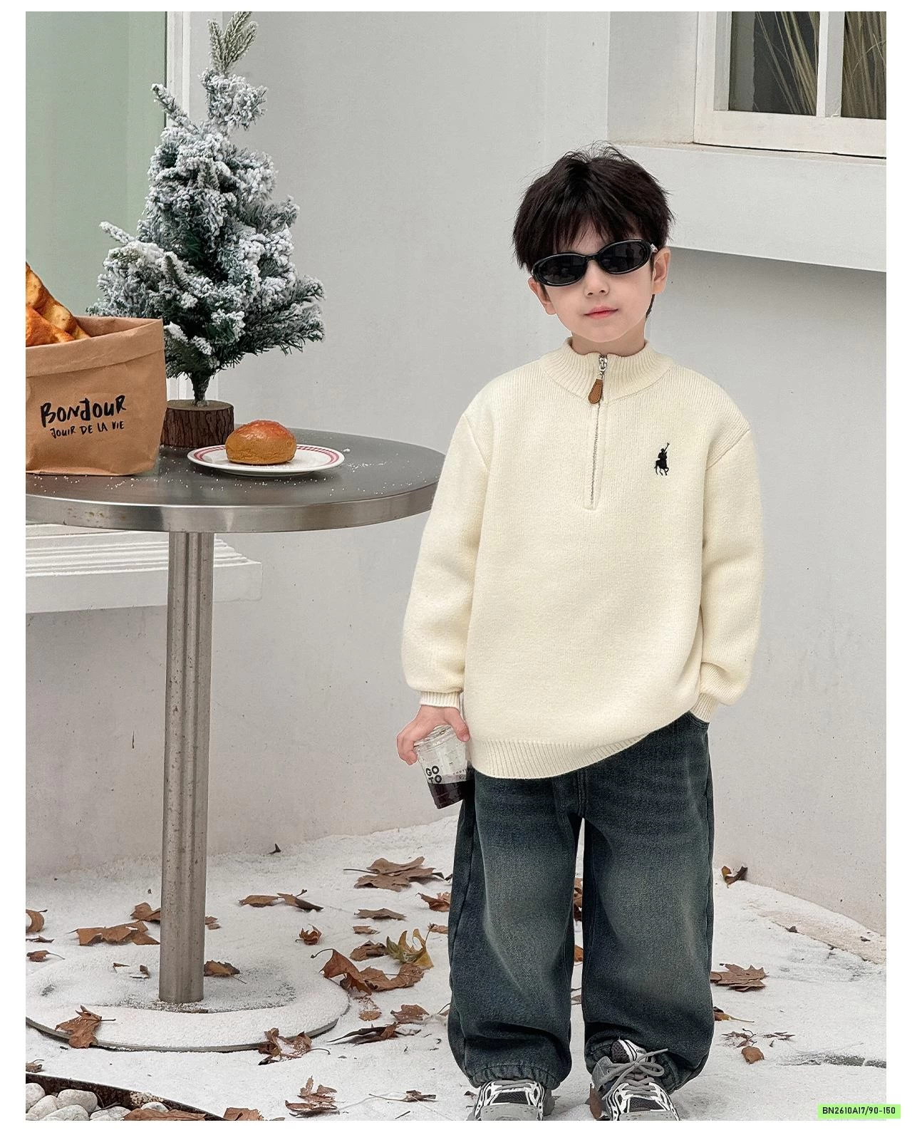 ÁO LEN KHÓA CỔ THÊU LOGO AOAOKIDS