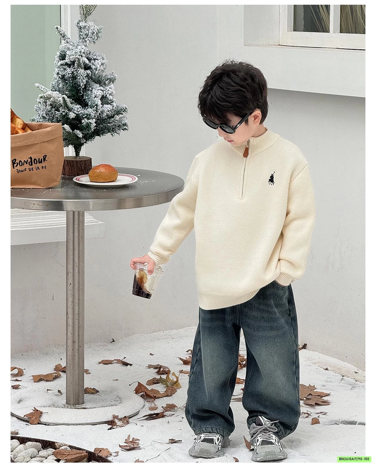 ÁO LEN KHÓA CỔ THÊU LOGO AOAOKIDS